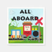 Naam Leeftijd All Board Train Verjaardagspapier Se Servetten (Voorkant)