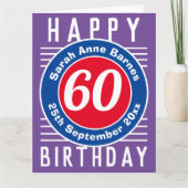 Naam, leeftijd en datum op een 60e verjaardag kaart (Voorkant)