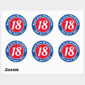 Naam, leeftijd en datum op een verjaardag ronde sticker (Vel)