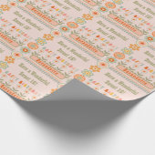 Naam Leeftijd Tekst Retro  Daisy Flower Verjaardag Cadeaupapier (Hoek)