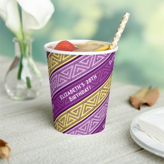 Naam & Leeftijd Verjaardagsfeest Celtic Stripe Paa Papieren Bekers (Insitu)