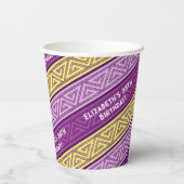 Naam & Leeftijd Verjaardagsfeest Celtic Stripe Paa Papieren Bekers (Achterkant)