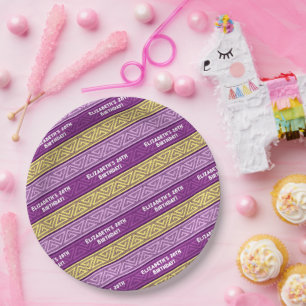 Naam & Leeftijd Verjaardagsfeest Celtic Stripe Paa Papieren Bordje