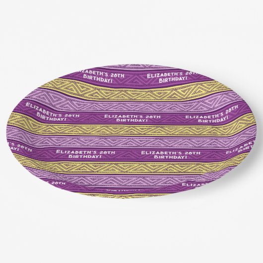 Naam & Leeftijd Verjaardagsfeest Celtic Stripe Paa Papieren Bordje (Gekanteld)