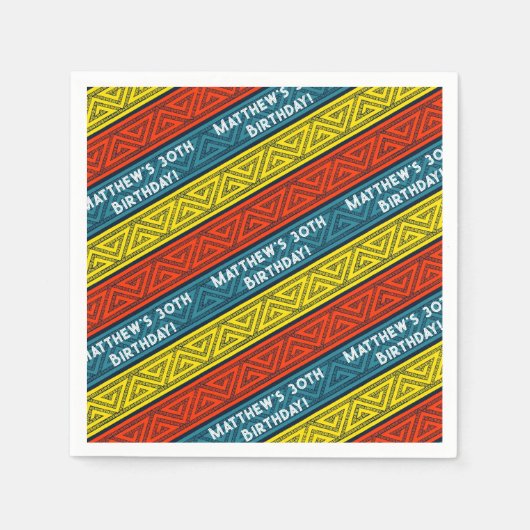 Naam & Leeftijd Verjaardagsfeest Celtic Stripe Roo Servet (Voorkant)