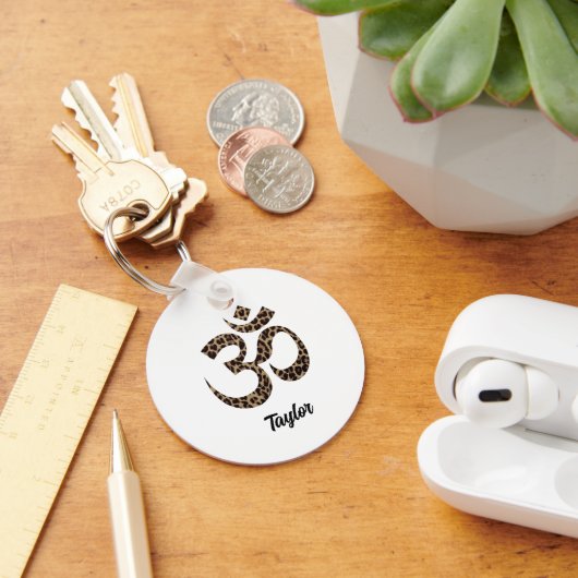 Naam, Leopard Print Om Symbool 2-in Aluminium Sleutelhanger (Bureau)