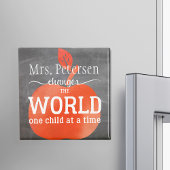 Naam leraar Chalkboard Red Apple and Quote Magneet