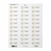 Naam Letter Gold Confetti Monogram Etiket (Full Sheet)