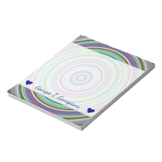 Naam + Levendige kleurrijke cirkels/Rings-patroon Notitieblok (Gedraaid)