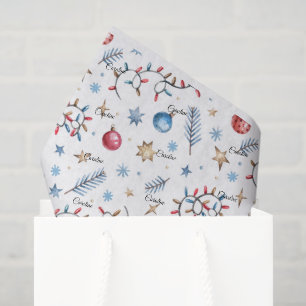 Naam, Lichten Ornamenten Sterren Whimsical Kerstmi Tissuepapier