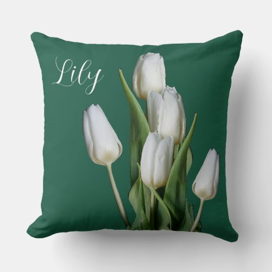 naam Lily witte tulp bloemig Kussen (Voorkant)