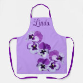  naam Linda  paarse bloemen schattig Schort (Voorkant)