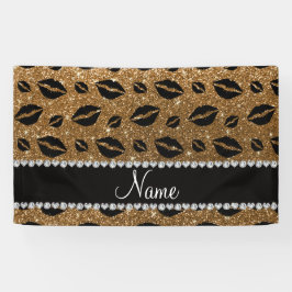 Naam lipstickisses gold glitter spandoek