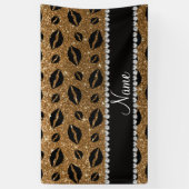 Naam lipstickisses gold glitter spandoek (Verticaal)