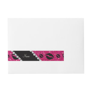 Naam lipstickisses neon hot roze glitter omwikkelbaar adreslabel