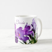  naam Lizzie paarse bloemetjes trendy hot Koffiemok (Voorkant rechts)