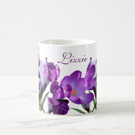  naam Lizzie paarse bloemetjes trendy hot Koffiemok (Center)