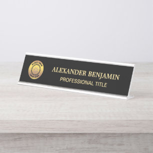 Naam Logo Black Gold Professional Modern Bureau Naambordje