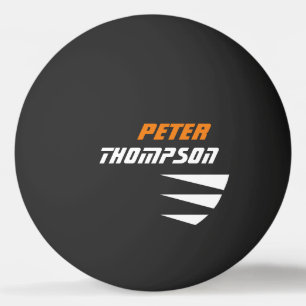 naam logo op zwarte tafel tennis ping pong ball