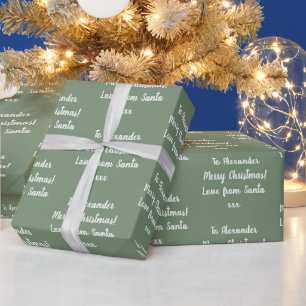 Naam Love of Santa Sage Green Kerstmis Cadeaupapier