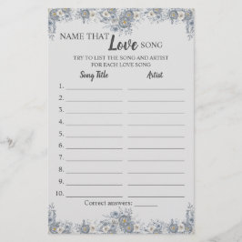Naam: Love Song Grey Floral Game Kaart