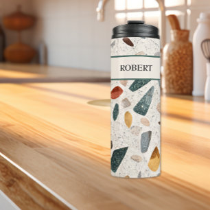 Naam, Lrg Glas Chips Mozaïek Terrazzo Patroon 16oz Thermosbeker