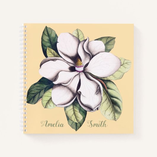 Naam magnolia Flower Monogram Notitieboek (Voorkant)