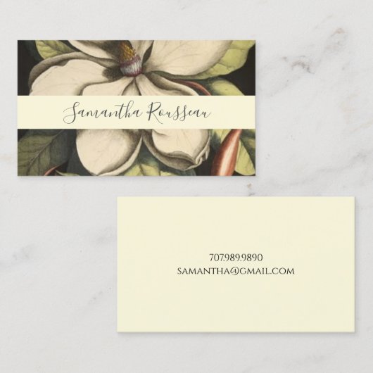 Naam Magnolia Flower Script Contactkaartje (Voorkant / Achterkant)