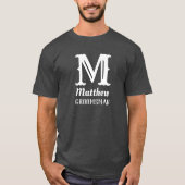 Naam Mannelijk Monogram Bruidsjonker Trouwen Grijs T-shirt (Voorkant)