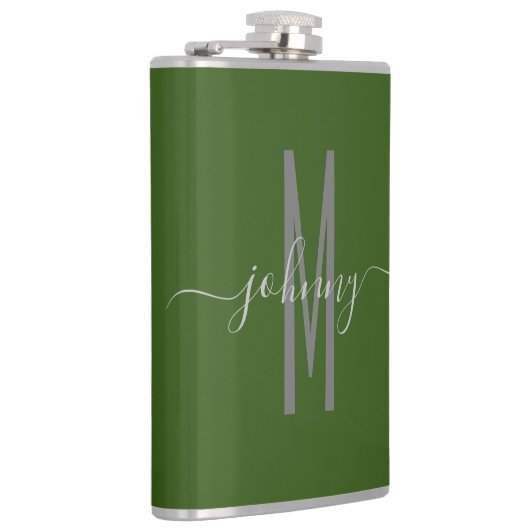Naam Manuscript Monogrammed Style Flask Heupfles (Rechts)