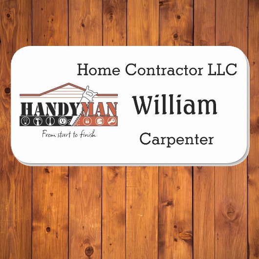 Naam Markering met handyman Logo - Aangepaste teks Naamplaatje