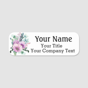 Naam Markering met Purple Flowers Custom Text Badg Naamplaatje