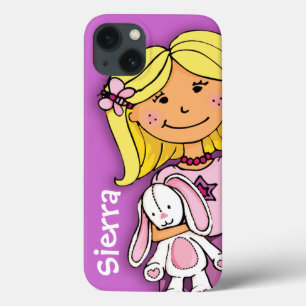 Naam meisje blond knuffelt roze paars iPhone 13 hoesje
