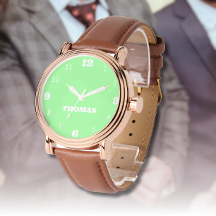 Naam Meisje Jongen Vrouwen Mannen Neon Mint Stij Horloge