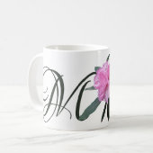  naam Melanie  roze bloemen schattig Koffiemok (Voorkant links)