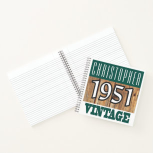 Naam met geboortejaar 1951 Vintage Notitieboek