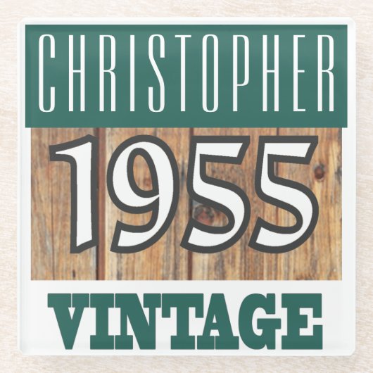 Naam met jaar 1955  glas Onderzetter (Voorkant)