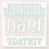 Naam met jaar 1960  glas Onderzetter (Achterkant)