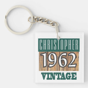 Naam met Jaar 1962 Antieke Sleutelhanger