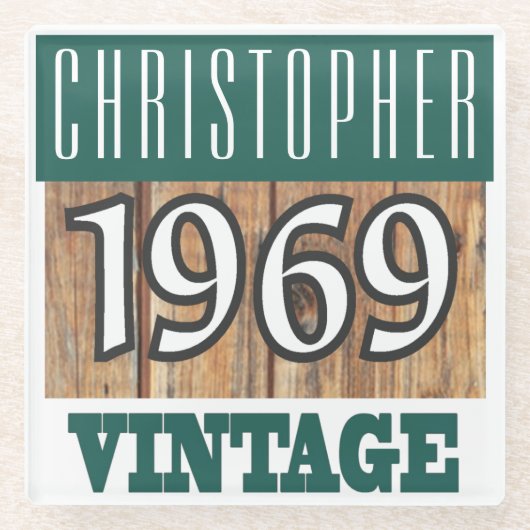 Naam met jaar 1969 glas Onderzetter (Voorkant)