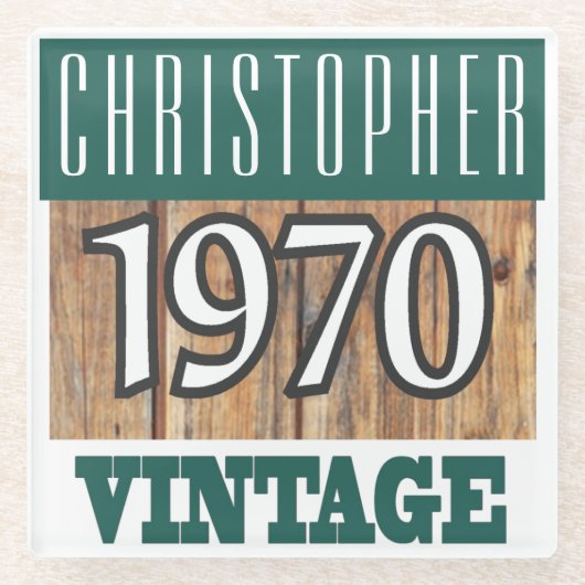 Naam met jaar 1970 glas Onderzetter Glazen Onderzetter (Voorkant)