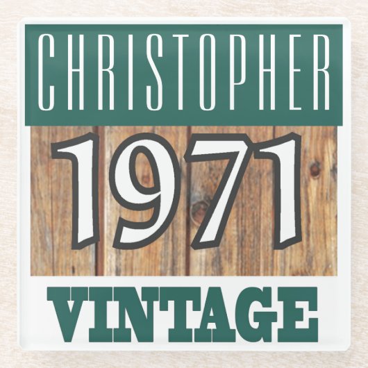 Naam met jaar 1971  glas Onderzetter (Voorkant)