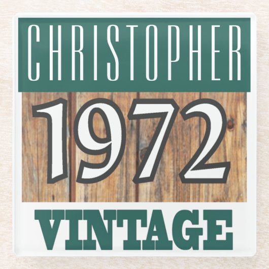 Naam met jaar 1972  glas Onderzetter (Voorkant)