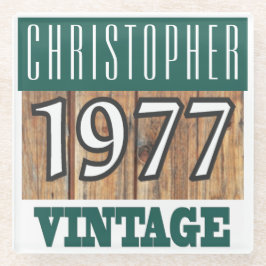 Naam met jaar 1977  glas Onderzetter