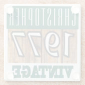 Naam met jaar 1977 glas Onderzetter (Achterkant)