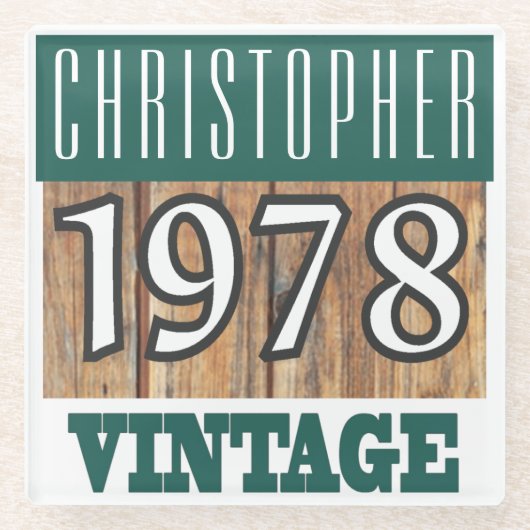 Naam met jaar 1978 glas Onderzetter (Voorkant)