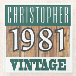 Naam met jaar 1981  glas Onderzetter