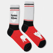 Naam met Monogram Gestreepte Witte Katten Bemannin Sokken (Rechts)