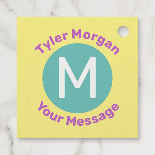 Naam met Monogram in Cirkel, Bericht Bedankjes Labels (Achterkant)