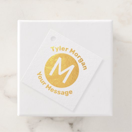 Naam met Monogram in Cirkel, Bericht Bedankjes Labels (Met doos)